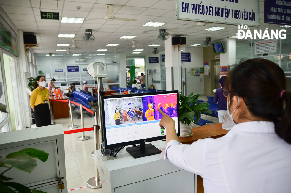 A thermal scanner installed at the hospital’s check-in area 