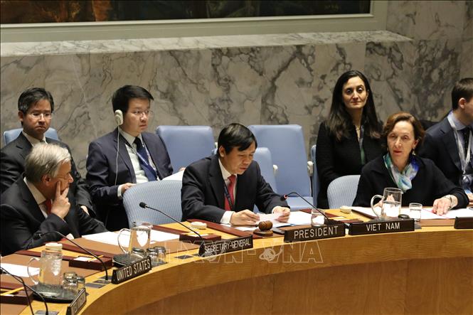 Đại sứ Đặng Đình Quý, Trưởng Phái đoàn Đại diện Thường trực Việt Nam tại Liên hợp quốc phát biểu tại một phiên thảo luận của Hội đồng Bảo an. Ảnh: TTXVN