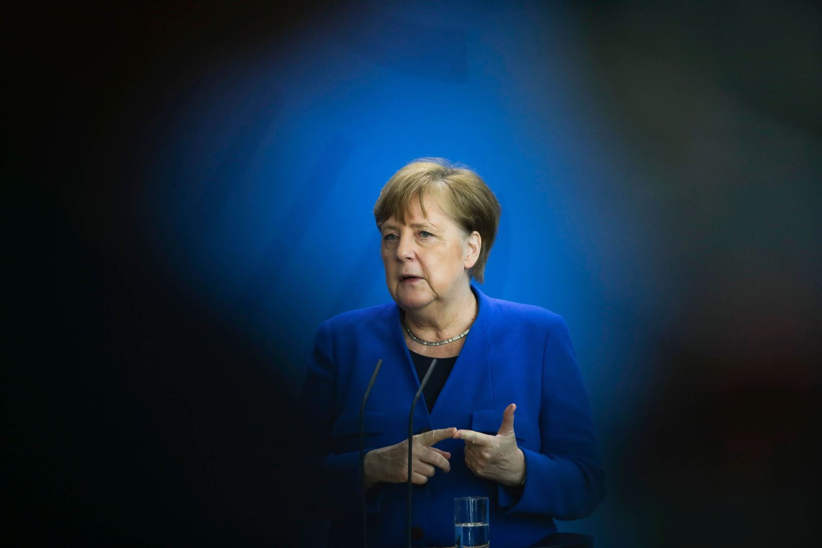 Thủ tướng Merkel trong cuộc họp báo ngày 20/4 tại Berlin. Ảnh: AFP/Getty Images