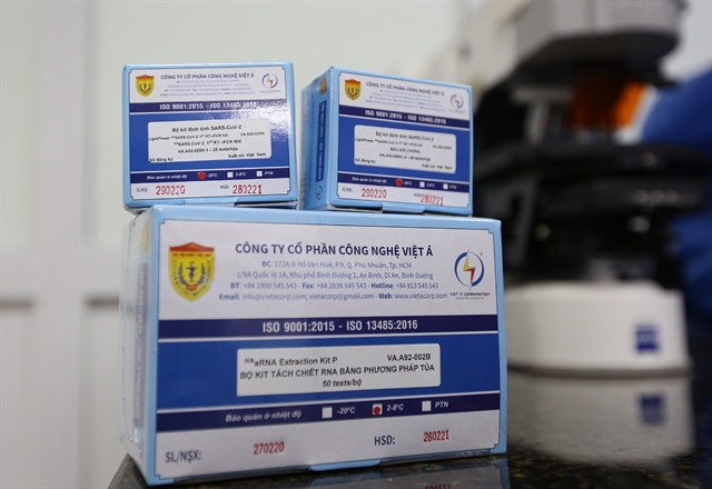 Viet Nam's domestically made Covid-19 test kits, jointly developed by Viet A Corporation and the Military Medical University.