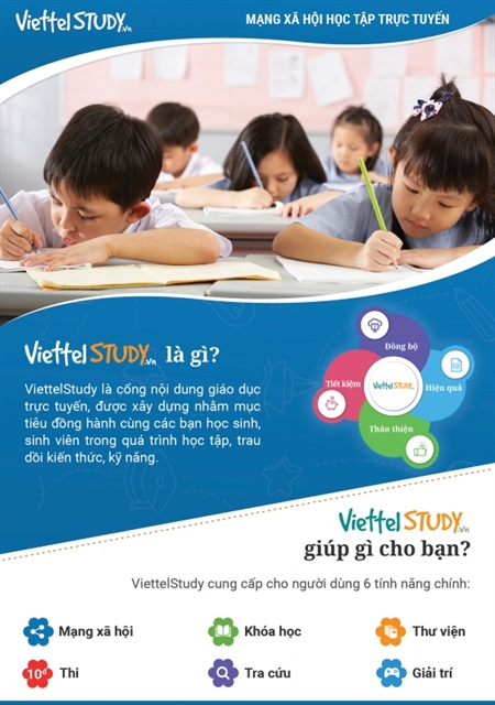 Viettel Study has seen user numbers skyrocket during COVID-19 thanks to its modern e-learning infrastructure and free data fees. — Photo viettelsolution.vn