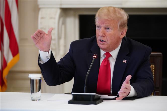 Tổng thống Mỹ Donald Trump tại cuộc họp báo ở Washington, DC, Mỹ, ngày 29/4/2020. Ảnh: AFP/TTXVN