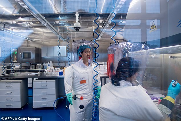 Các nhà nghiên cứu làm việc bên trong phòng thí nghiệm thuộc Viện Virus học Vũ Hán. Ảnh: AFP/Getty Images