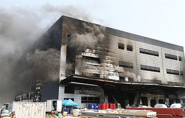 The site of the fire in Icheon (Photo: Yonhap/VNA) 