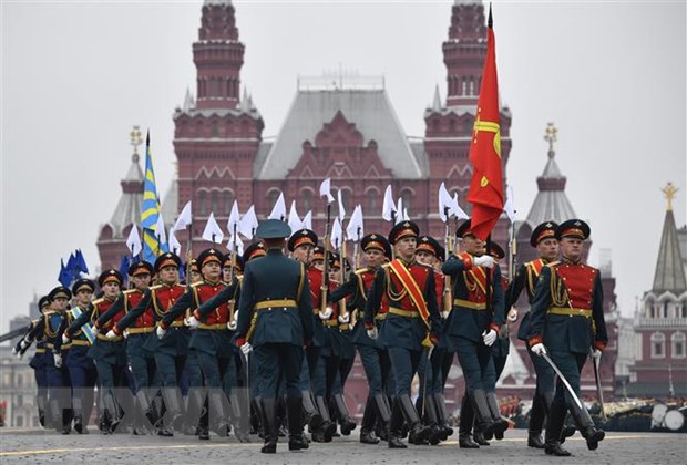 Lễ diễu binh nhân kỷ niệm Ngày Chiến thắng tại Quảng trường Đỏ ở thủ đô Moskva, Nga ngày 9/5/2019. (Ảnh: AFP/TTXVN)