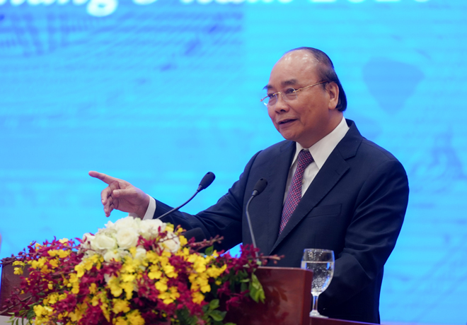 Thủ tướng Chính phủ Nguyễn Xuân Phúc phát biểu tại hội nghị.               Ảnh: VGP