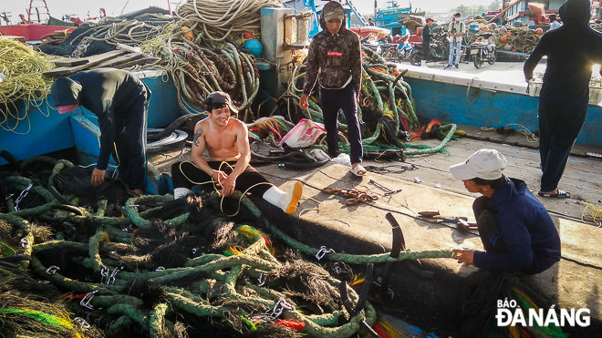 Fishermen preparing for their upcoming offshore fishing trips