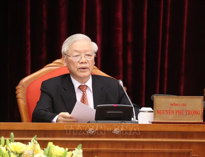 Tổng Bí thư, Chủ tịch nước Nguyễn Phú Trọng phát biểu bế mạc Hội nghị. Ảnh: Trí Dũng-TTXVN