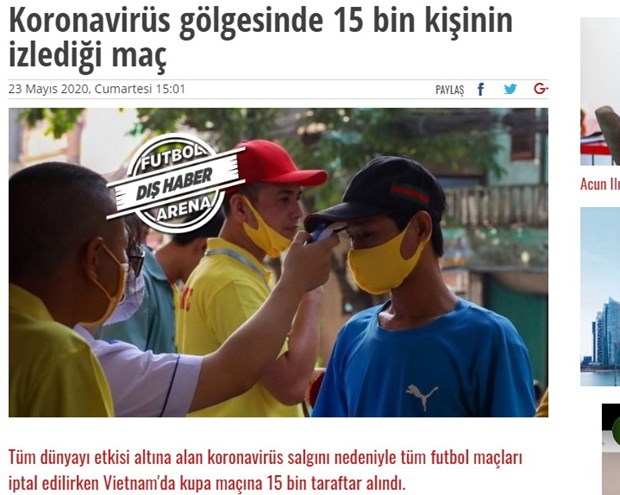 Báo Thổ Nhĩ Kỳ viết về bóng đá Việt Nam. (Ảnh chụp màn hình)