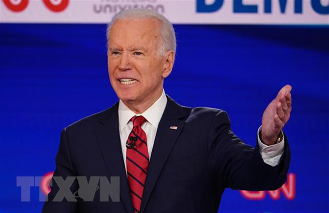 Cựu Phó Tổng thống Mỹ Joe Biden phát biểu tại Washington, DC, ngày 15-3-2020. (Ảnh: AFP/ TTXVN)