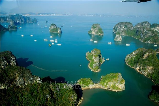 Ha Long Bay, a UNESCO World Heritage Site, viewed from above. (Photo: VNA)