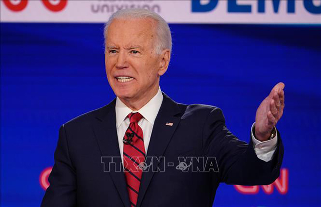   Cựu Phó Tổng thống Mỹ Joe Biden phát biểu tại Washington, DC, ngày 15-3-2020. Ảnh: AFP/TTXVN