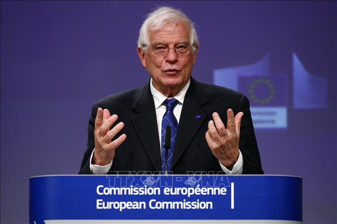 Đại diện cấp cao về chính sách an ninh và đối ngoại của EU Josep Borrell phát biểu tại Brussels, Bỉ. Ảnh: AFP-TTXVN