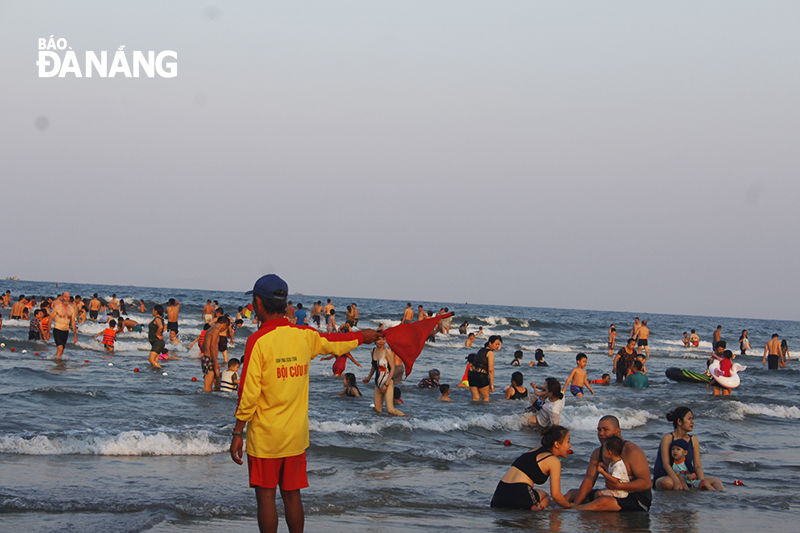 A lifeguard on duty at a beach