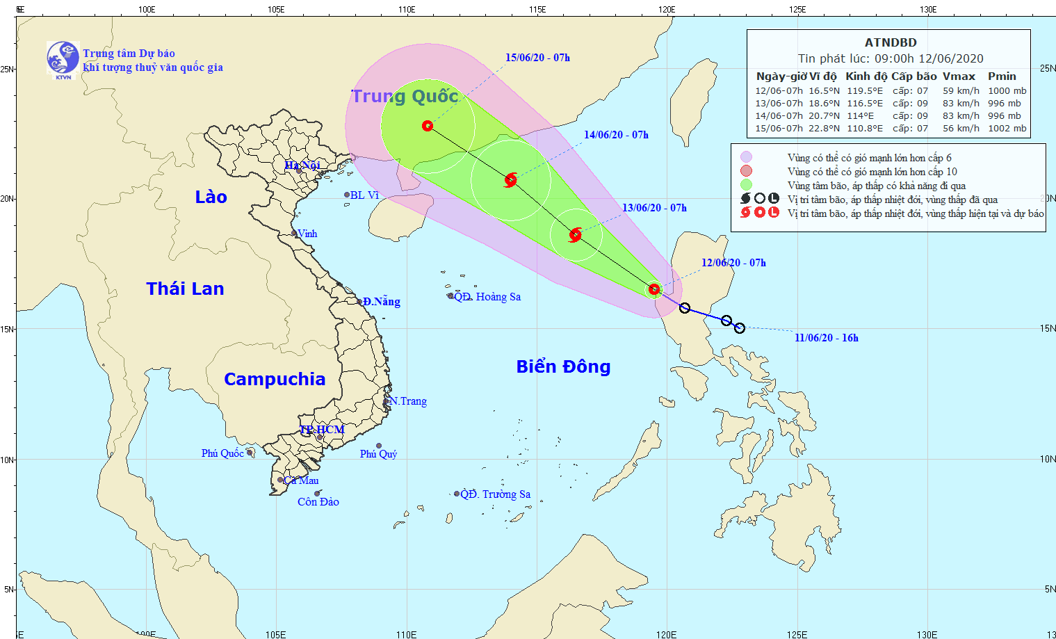 The expected path of the tropical depression (Image: The National Centre for Hydro-Meteorological Forecasting)