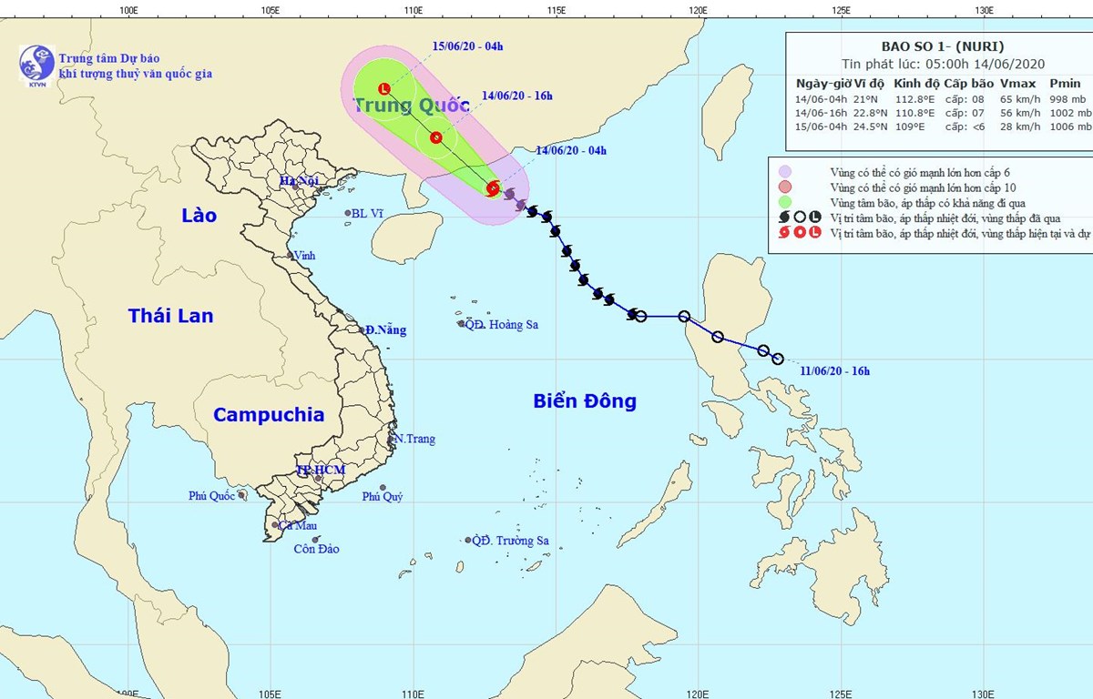 Hình ảnh vị trí và đường đi của bão số 1. (Nguồn: nchmf.gov.vn)