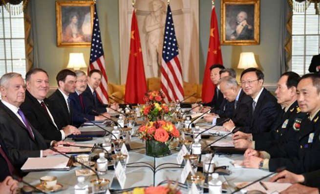  Hội đàm ngoại giao cấp cao giữa Mỹ và Trung Quốc tháng 11-2018 tại Washington D.C. Ảnh: AFP