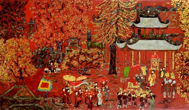 Some remarkable artworks to be auctioned include New Year Festival by Nguyen Gia Tri (1908-1993).