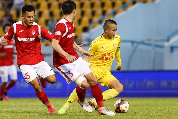 Nam Định chạm trán Hải Phòng là trận đấu hấp dẫn của vòng 6 V-League 2020. (Ảnh: Nguyên An/Vietnam+)