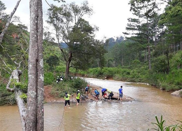 The location where organisers found the body of athlete Thai Don Thanh who was washed away by a flood during the Dalat Ultra Trail on June 20. The tournament was cancelled after the accident. (Photo: VNA)