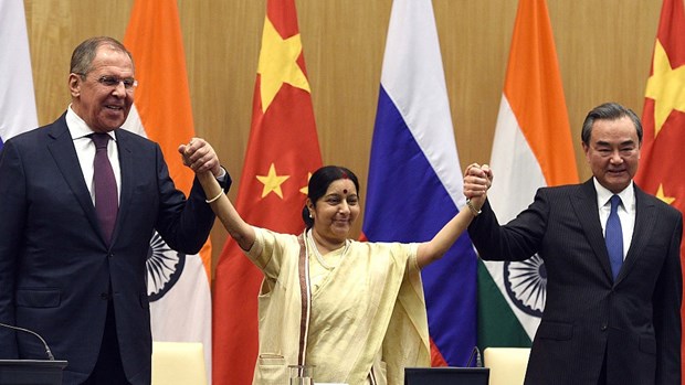 Ngoại trưởng ba nước Nga-Ấn Độ-Trung Quốc. (Nguồn: AFP)