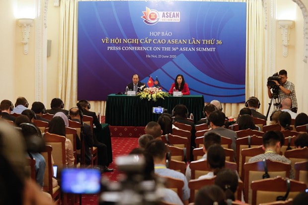 The press conference on the 36th ASEAN Summit. (Photo: VNA)