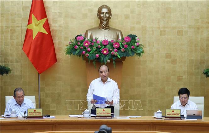 Thủ tướng Nguyễn Xuân Phúc phát biểu tại buổi làm việc chiều 24-6. Ảnh: Thống Nhất-TTXVN