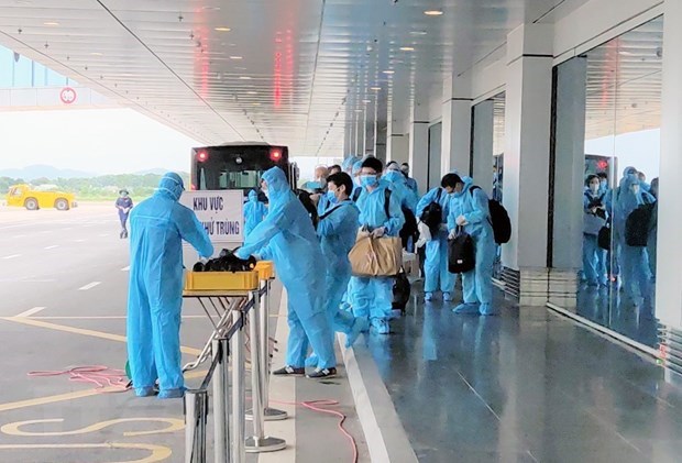 Disinfection area at airport (Photo: VNA)