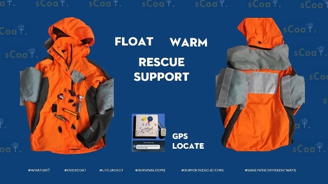 The multifunctional life jacket, sCoat, made by the Da Nang students