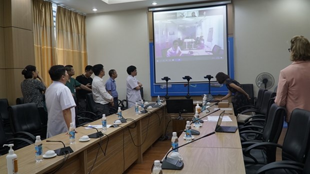 Ohmni Robots are tested at the National Hospital for Tropical Diseases. (Photo courtesy of UNDP)