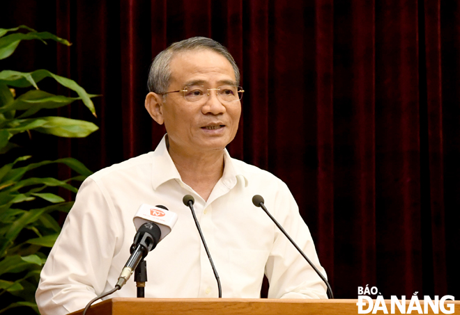 Bí thư Thành ủy Trương Quang Nghĩa phát biểu kết luận hội nghị.                        					            Ảnh: ĐẶNG NỞ