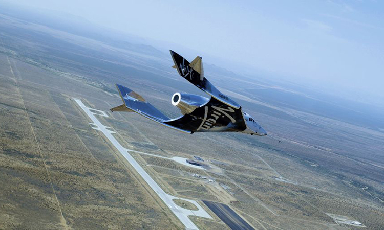 Tàu du lịch không gian SpaceShipTwo bay thử nghiệm ở New Mexico vào ngày 25/6/2020. Ảnh: Space.
