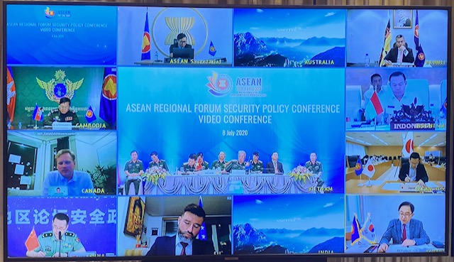 Hội nghị Chính sách an ninh Diễn đàn khu vực ASEAN (ASPC) diễn ra tại Hà Nội theo hình thức trực tuyến. Ảnh: VGP/Nhật Nam