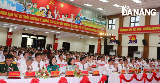 Các đại biểu dự Đại hội Đảng bộ huyện Hòa Vang lần thứ XVII, nhiệm kỳ 2020-2025. ẢNH: HẬU VI