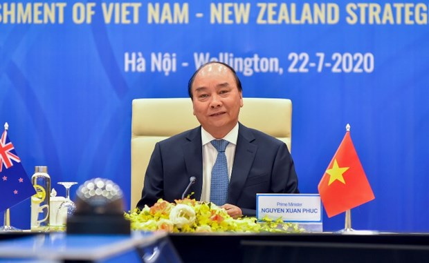 Prime Minister Nguyen Xuan Phuc at the talks with his New Zealand counterpart Jacinda Ardern on July 22 (Photo: Ministry of Foreign Affairs)