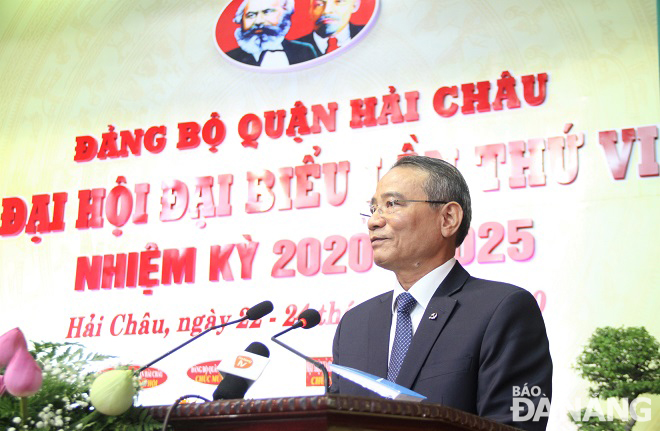 Bí thư Thành ủy Trương Quang Nghĩa phát biểu chỉ đạo tại đại hội. Ảnh: L.P
