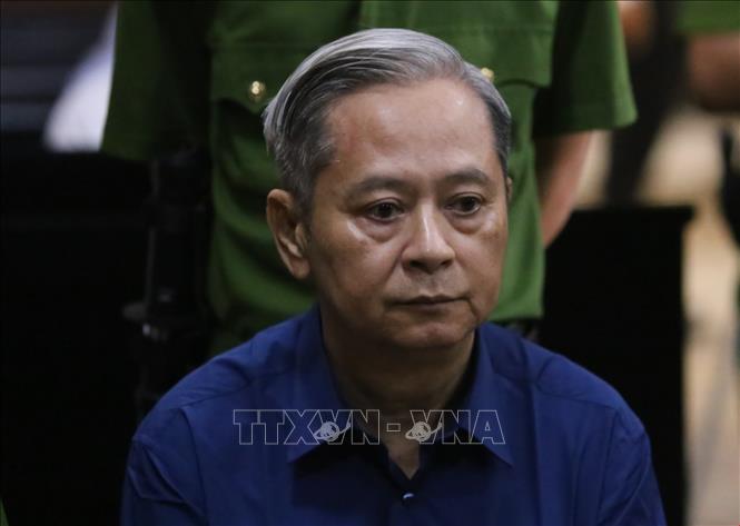 Nguyên Phó Chủ tịch UBND Thành phố Hồ Chí Minh Nguyễn Hữu Tín trong phiên tòa xét xử sơ thẩm. Ảnh: Thành Chung/TTXVN