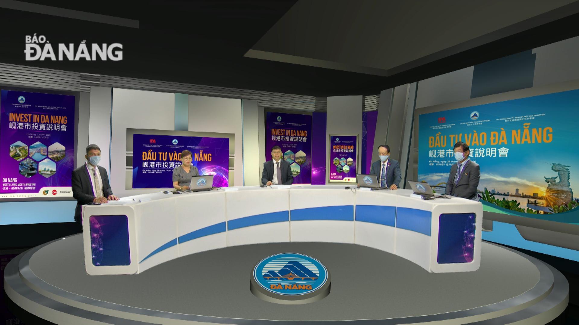 Quang cảnh Hội nghị xúc tiến đầu tư trực tuyến vào Đà Nẵng dành cho thị trường Đài Loan tại trường quay Đài Phát thanh - Truyền hình Đà Nẵng. Ảnh: PHONG LAN
