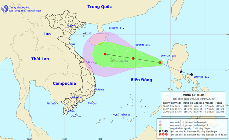 The expected path of the tropical depression (Source: The National Centre for Hydro-Meteorological Forecasting)