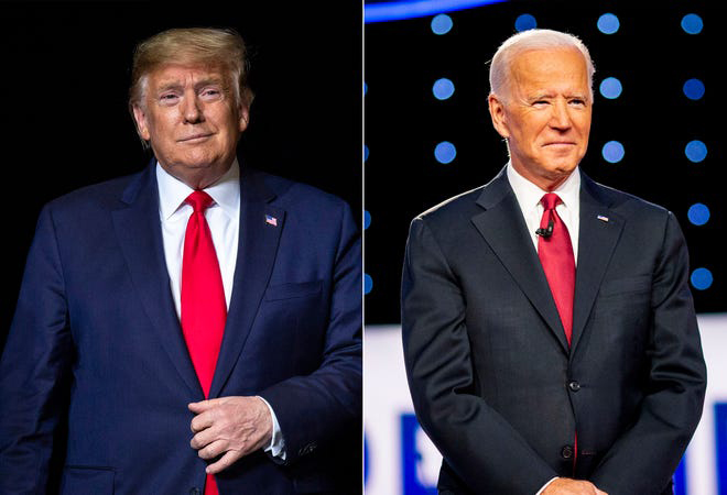 Tổng thống đương nhiệm Donald Trump (trái) và cựu Phó Tổng thống Joe Biden chạy nước rút khi cuộc bầu cử đang đến gần. Ảnh: USA Today