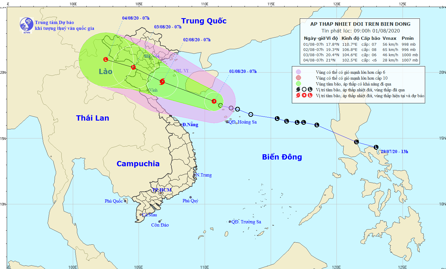 Áp thấp nhiệt đới gây gió giật và lốc xoáy ảnh hưởng trên khu vực giữa và Nam Biển Đông