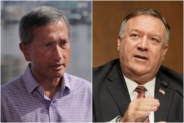 Singaporean Foreign Minister Vivian Balakrishnan and US Secretary of State Mike Pompeo. (Photo: AFP)