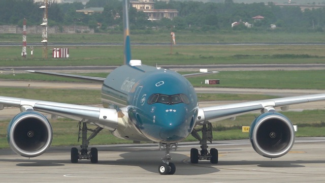 Chiếc máy bay Airbus A350 của Hãng Hàng không Quốc gia Việt Nam được lựa chọn để tham gia nhiệm vụ