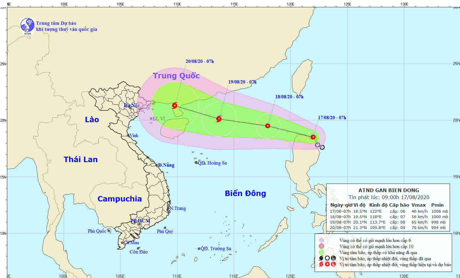 The expected track of the tropical depression (Source: The National Centre for Hydro-Meteorological Forecasting)