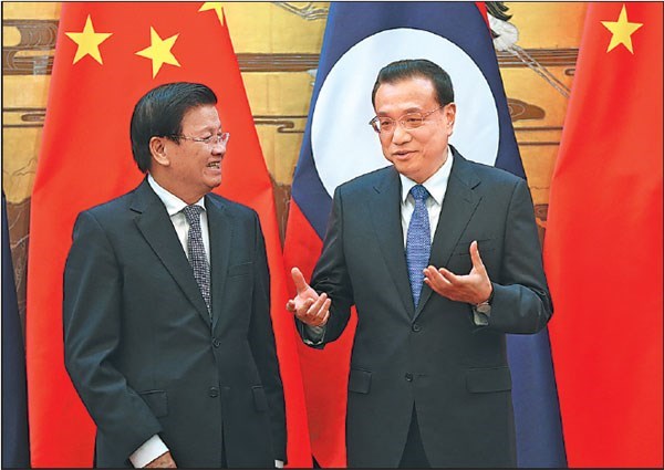 Lao Prime Minister Thongloun Sisoulith (left) and his Chinese counterpart Li Keqiang will co-chair virtual Mekong-Lancang Cooperation Summit. — PhotoChina Daily