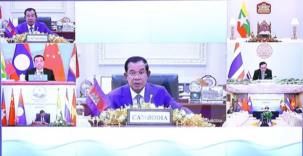 Cambodian Prime Minister Samdech Techo Hun Sen delivers a remark at the 3rd Mekong-Lancang Cooperation (MLC) Leaders’ Meeting held virtually on August 24. (Photo: VNA)