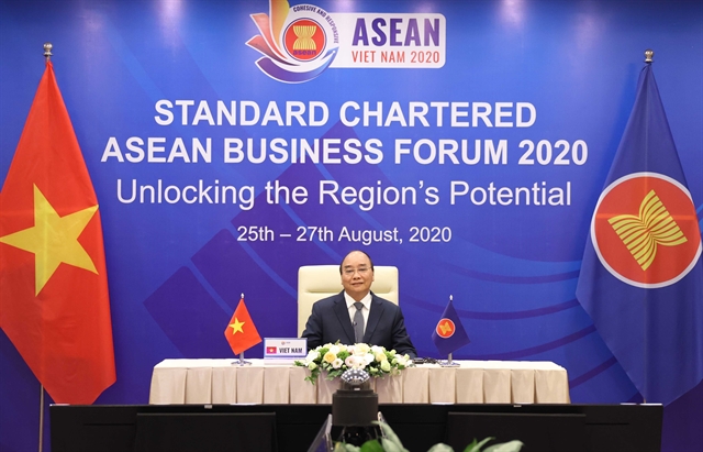 Prime Minister Nguyễn Xuân Phúc delivers an opening speech at the online Standard Chartered ASEAN Business Forum 2020 on Tuesday. — VNA/VNS Photo Thống Nhất