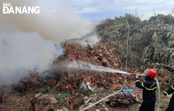 Công an Hòa Vang nỗ lực chữa cháy rừng