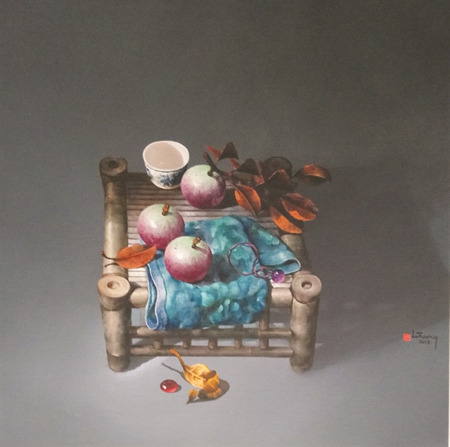 Tinh Vat (Still Life), an acrylic on canvas painting by Le Tuong