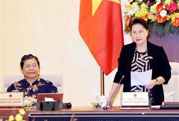 NA Chairwoman Nguyen Thi Kim Ngan speaks at the session. (Photo: VNA)